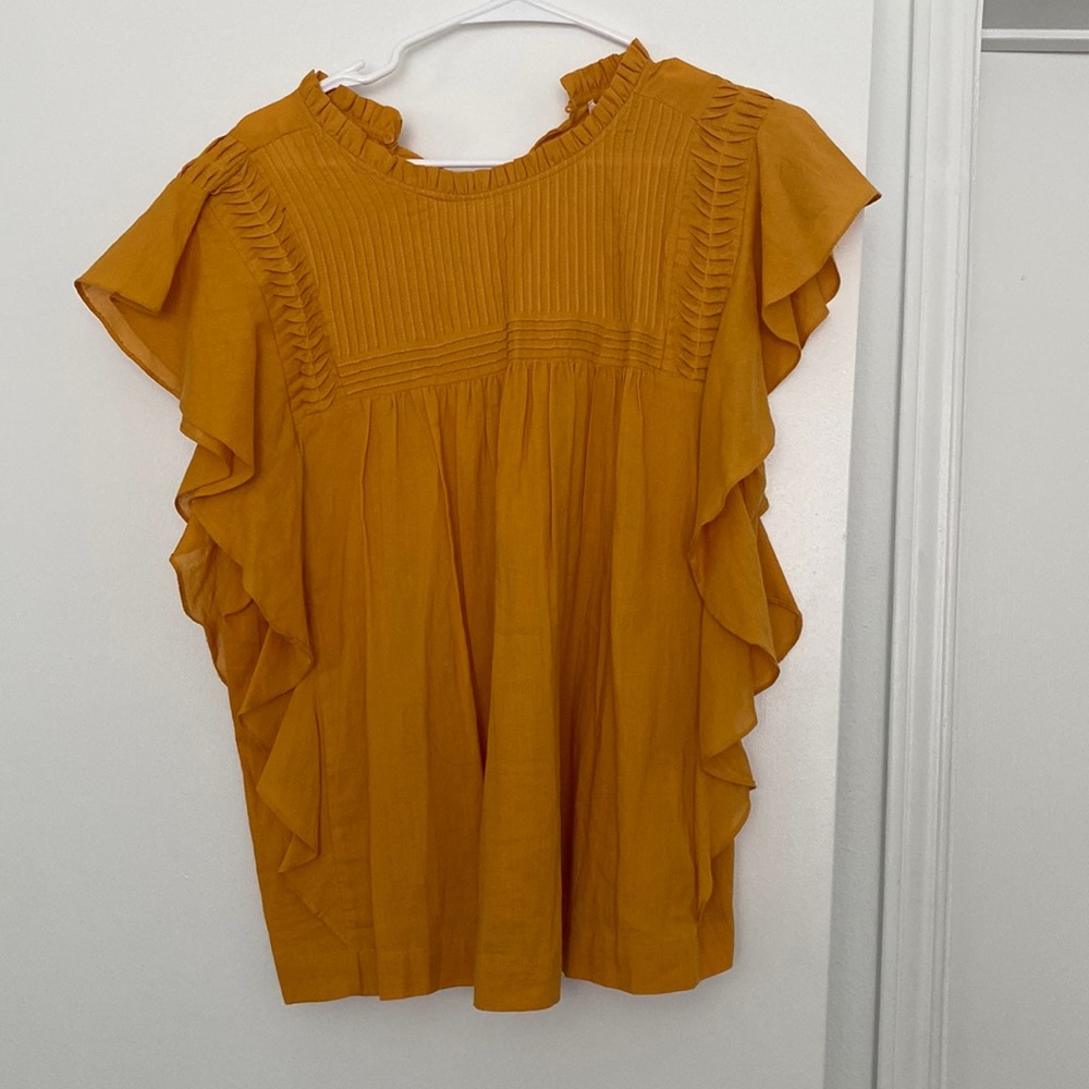 Mustard yellow ruffle top